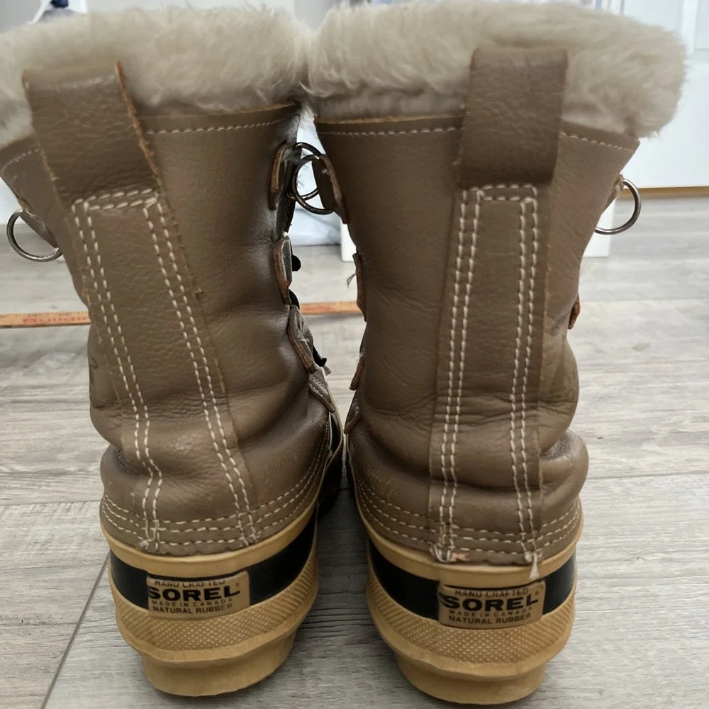 Sorel Manitou  Women's Winter Snow Boots Size‎ 6 Brown Tan Lined Vintage